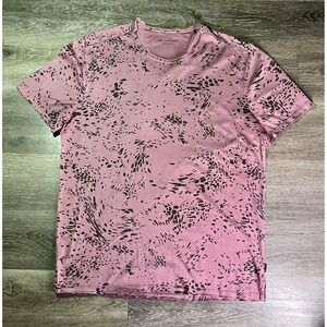 John Varvatos Shirt Mens Large Pink Abstract Print Graphic Tee T-Shirt Top